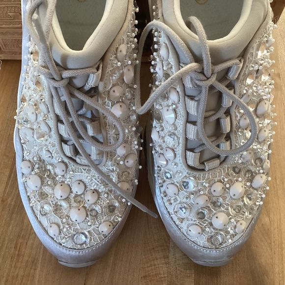 Ash Muse bejeweled, beaded, sequins, crystal, silver gray sneakers Sz 38  7.5/8 - Picture 4 of 12